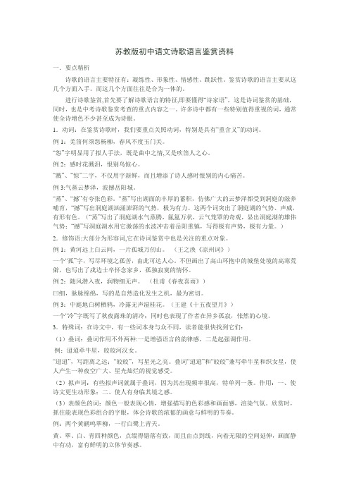 苏教版初中语文诗歌语言鉴赏资料.