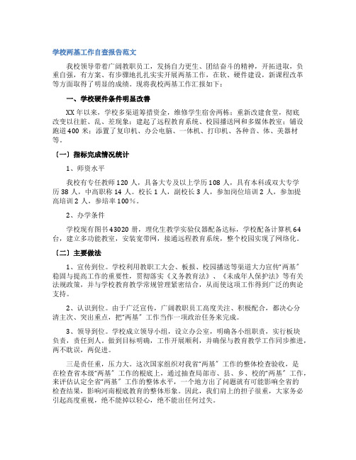 学校两基工作自查报告范文