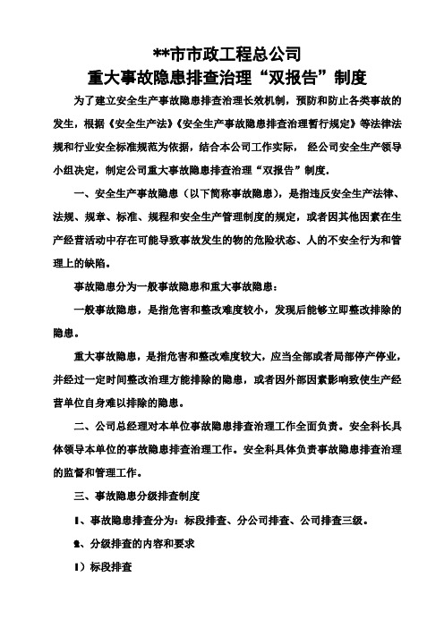 2018市政重大隐患双报告制度