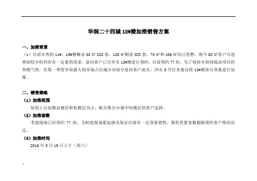 华润二十四城12#楼加推销售方案