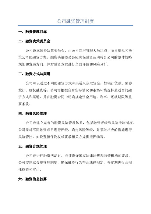 公司融资管理制度