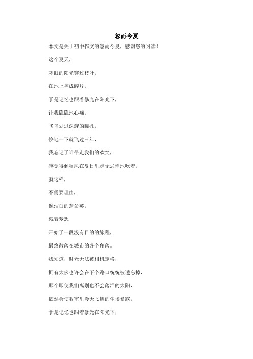 忽而今夏_初中作文
