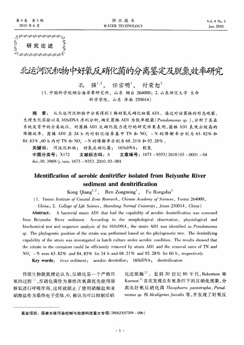北运河沉积物中好氧反硝化菌的分离鉴定及脱氮效率研究