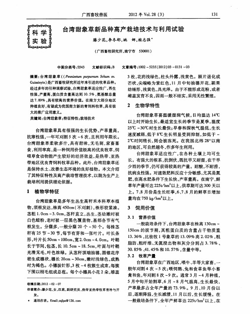 台湾甜象草新品种高产栽培技术与利用试验