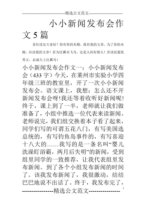 小小新闻发布会作文5篇_0
