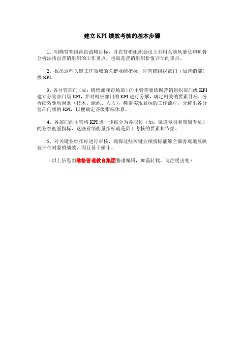 建立KPI绩效考核的基本步骤