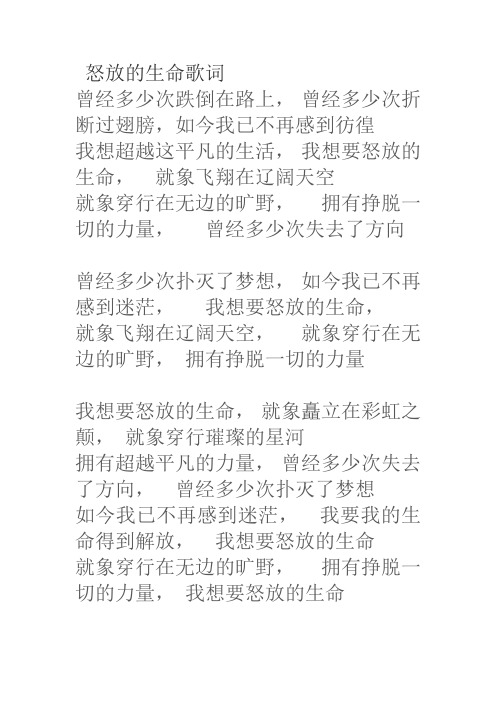怒放的生命歌词