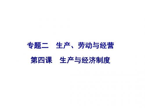 2019年高考政治一轮复习课件：经济生活第4课 生产与经济制度(共32张PPT)