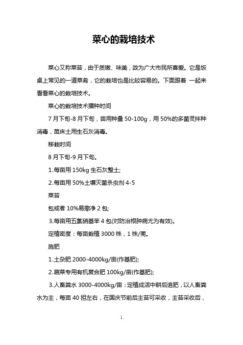 菜心的栽培技术