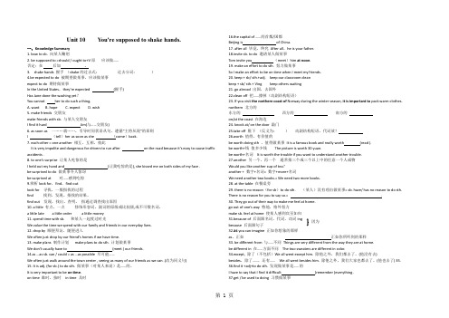 Unit 10 You're supposed to shake hands知识点总结及练习(无答案)-教学文档