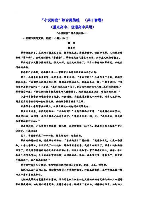 高考语文一轮复习：“小说阅读”综合提能练(共2套卷) (重点高中、普通高中共用)