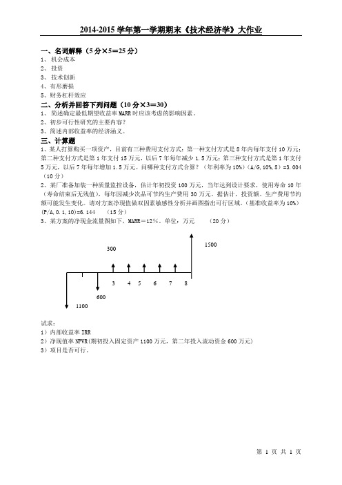 技术经济学大作业