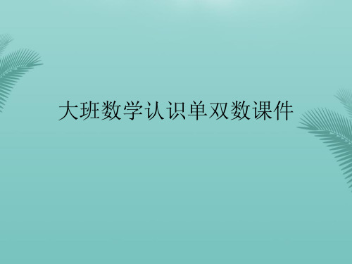 大班数学认识单双数课件(精选优秀)PPT