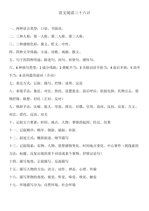 语文阅读三十六计