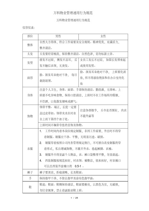 万科物业管理通用行为规范