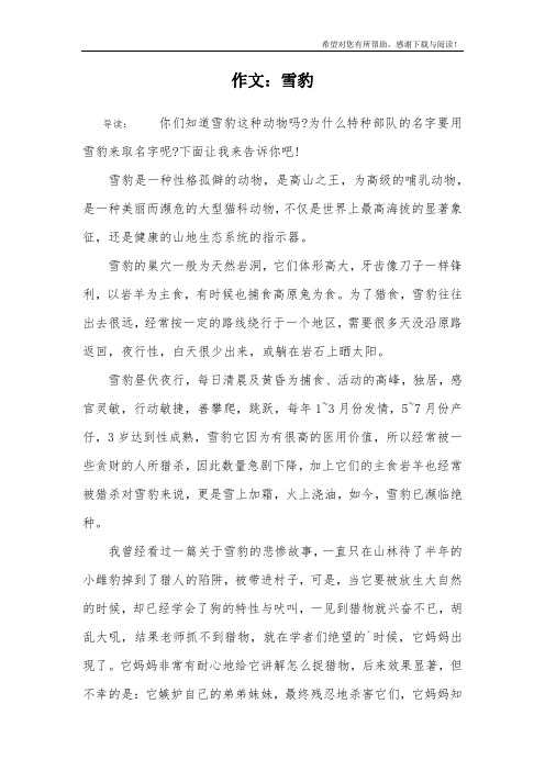 作文：雪豹