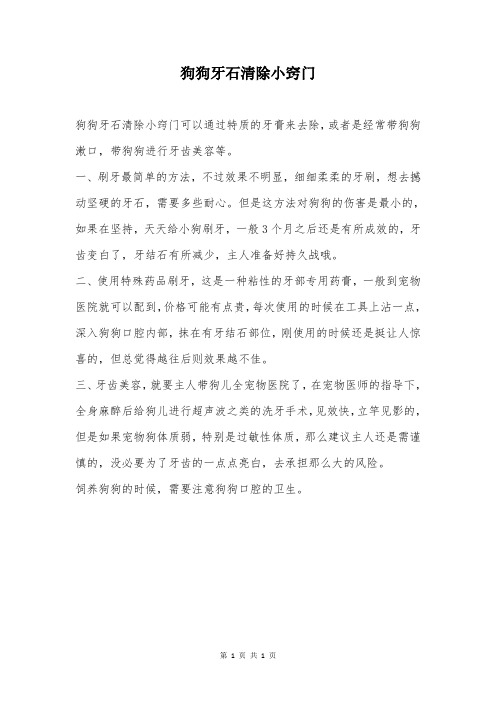 狗狗牙石清除小窍门