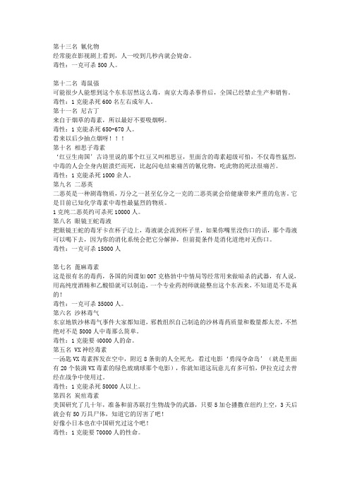 世界最毒的十三种物质