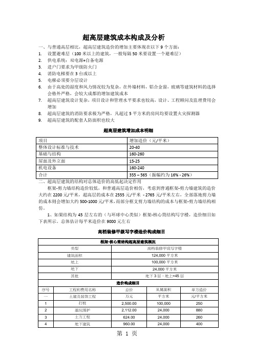 超高层建筑的造价8页