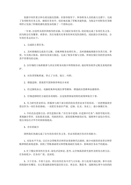 2011年财务会计年终总结范文