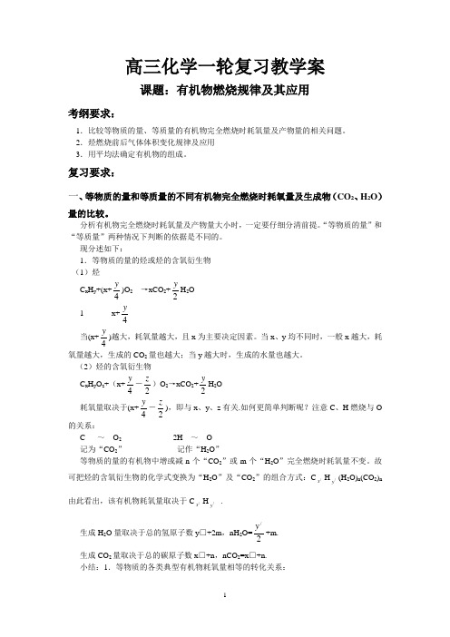 有机物燃烧规律及其应用