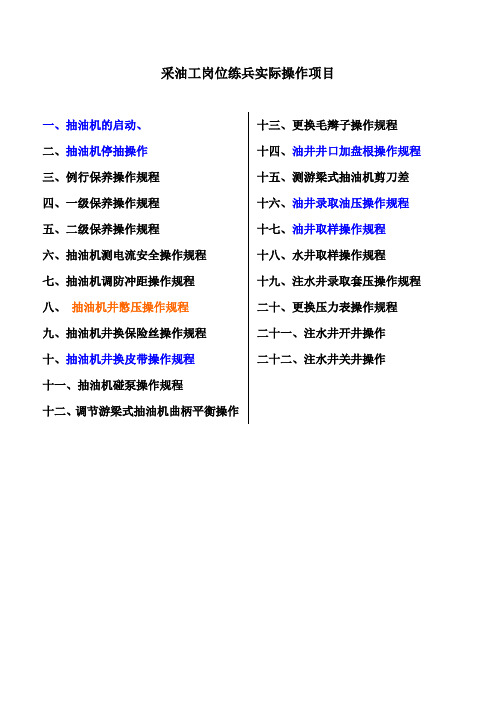 采油工实际操作项目汇编(1)