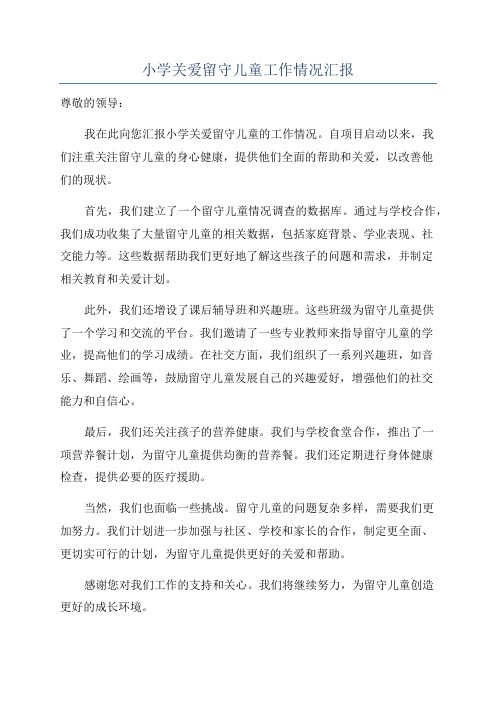小学关爱留守儿童工作情况汇报