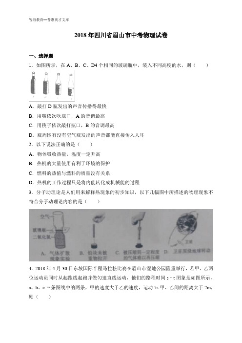 2018年四川眉山中考物理试卷