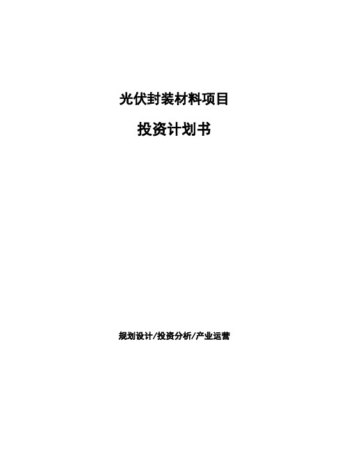 光伏封装材料项目投资计划书