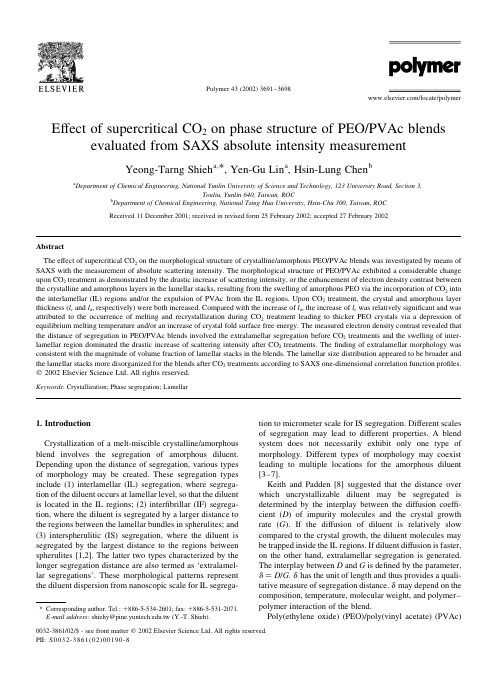 Effect of supercritical CO2 on phase structure of PEO_PVAc blends evaluated from SAXS absolute