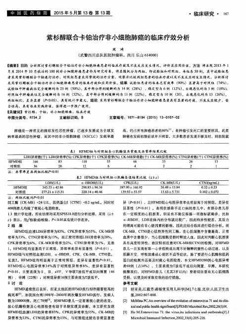 紫杉醇联合卡铂治疗非小细胞肺癌的临床疗效分析
