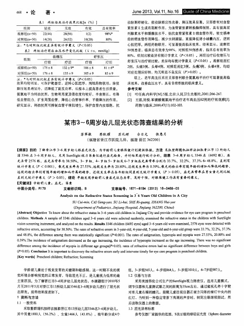 某市3～6周岁幼儿屈光状态筛查结果的分析