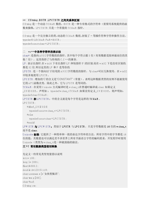BSTR 、LPCTSTR、CString附C语言串基本操作