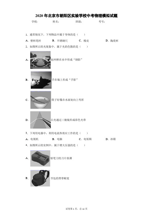 2020年北京市朝阳区实验学校中考物理模拟试题