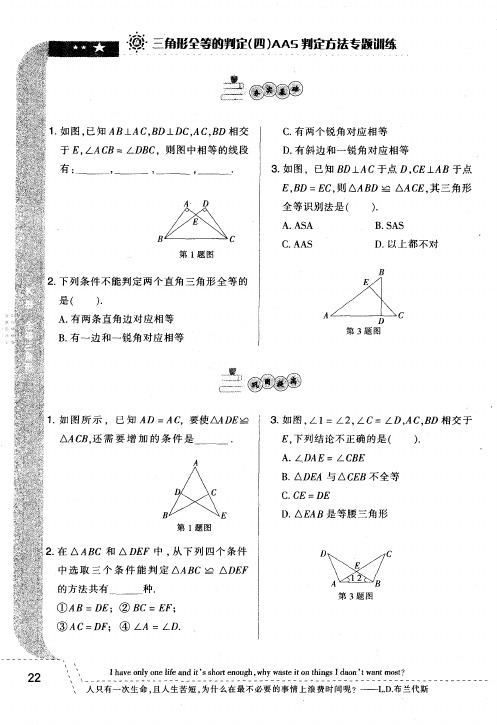 三角形全等的判定(四)AAS判定方法专题训练