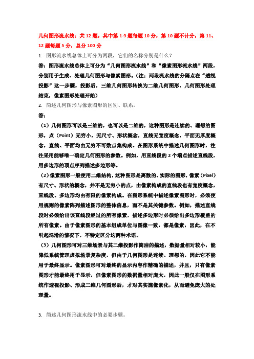 计算机图形学-作业答案-几何图形流水线