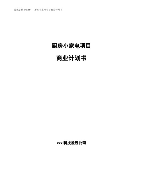 厨房小家电项目商业计划书