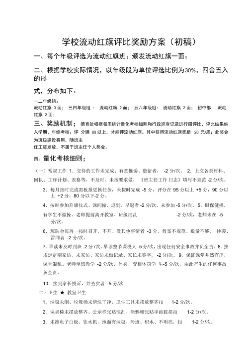 学校流动红旗评比奖励方案