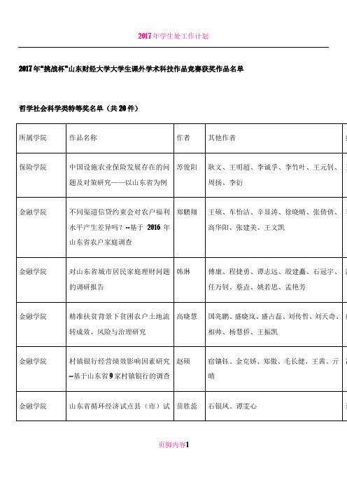 2017年学生实践和创新成果奖励