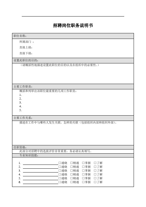2.《招聘岗位职务说明书》