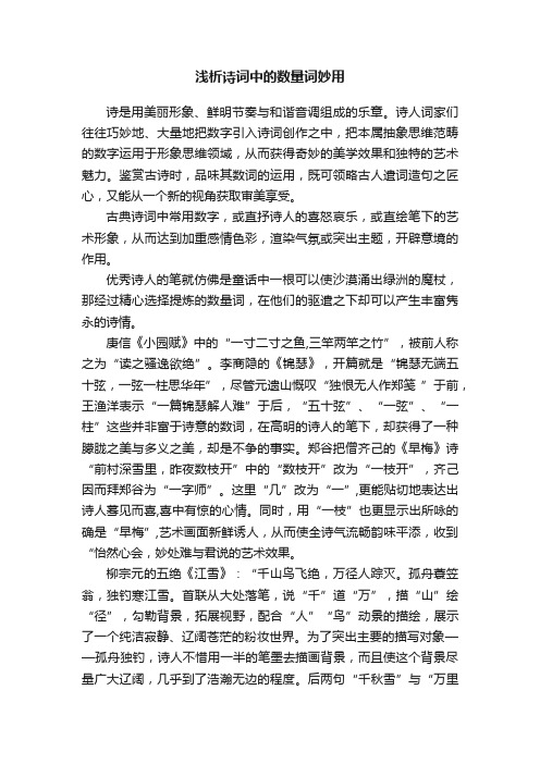 浅析诗词中的数量词妙用
