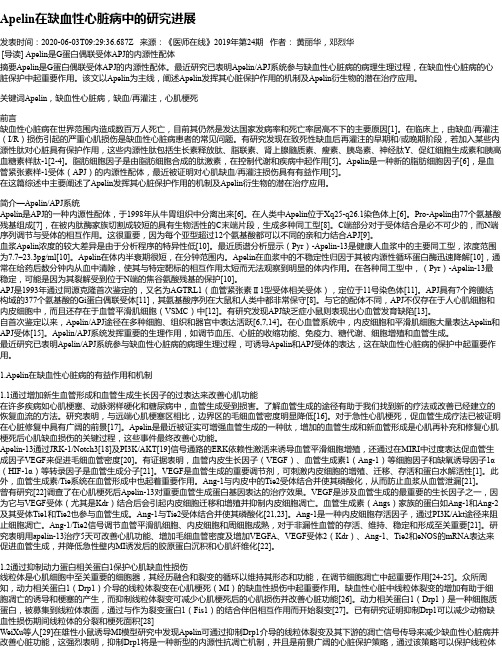 Apelin在缺血性心脏病中的研究进展
