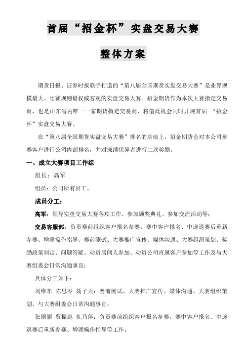 首届招金杯实盘交易大赛