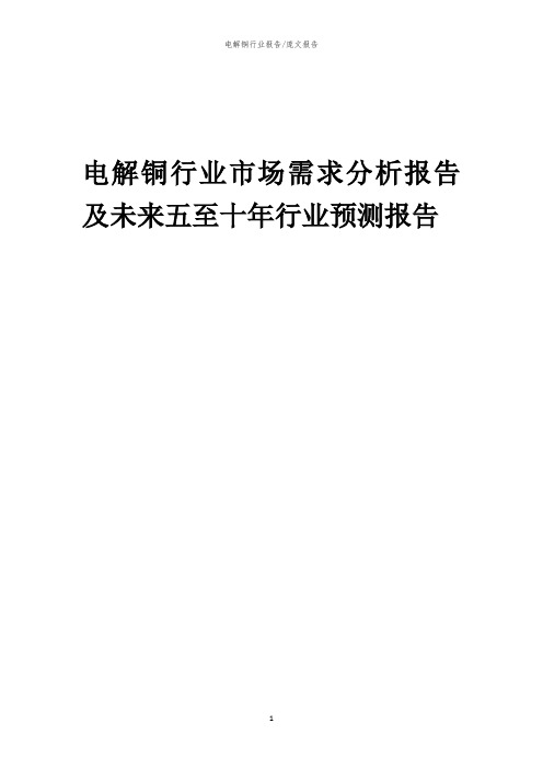 2023年电解铜行业市场需求分析报告及未来五至十年行业预测报告