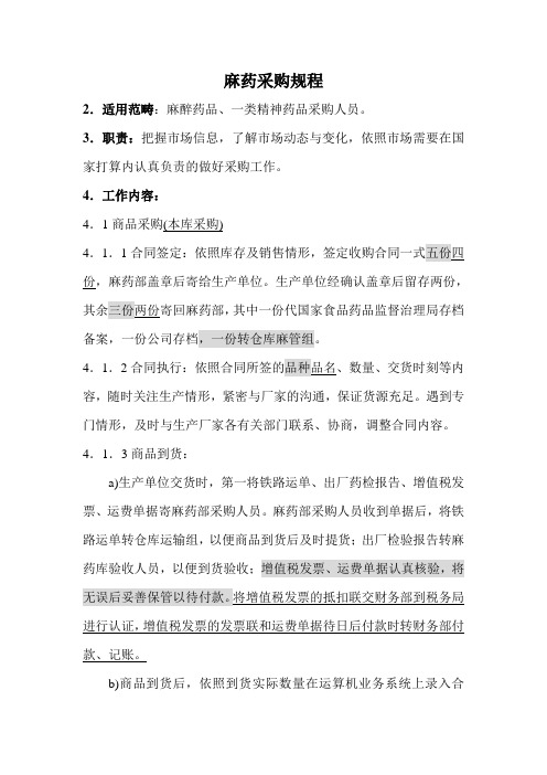 麻药采购规程