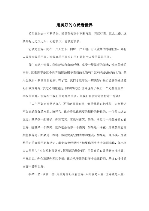 用美好的心灵看世界_初中初三作文600字