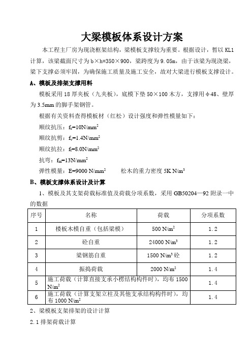 大梁模板体系设计方案