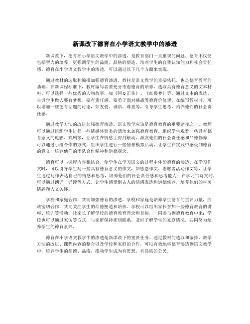 新课改下德育在小学语文教学中的渗透