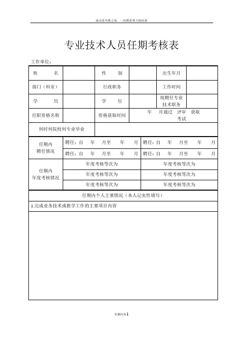 专业技术人员任期考核表