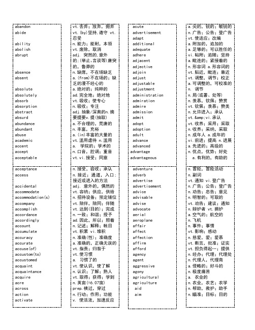 英语八级词汇大全